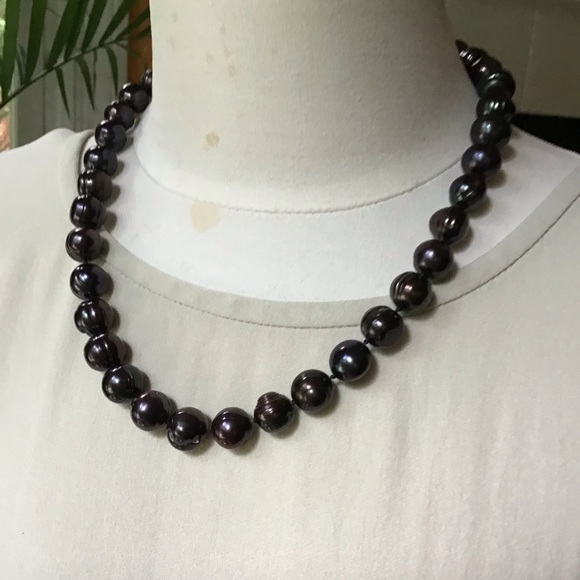 11mm Iridescent Tahitian Pearl Strand Sterling Silver - Picture 3 of 13